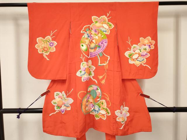 Kimono （For Girls） - 平和屋着物[]七五三　女の子　3歳　祝着　三つ身　打ち出の小槌　鼓鴛鴦花文　金彩　逸品　DABE7056ma