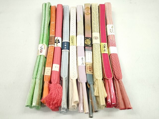 平和屋本店■和装小物　帯締め10本　全て未使用　高麗組　礼装用　手組み紐　法事用　丸組　金銀糸　逸品　CXAA0209s4