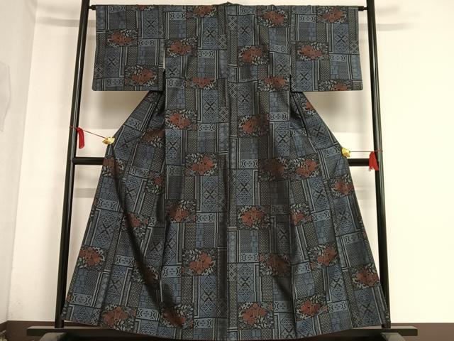 平和屋着物■本場大島紬 飾花文 正絹 逸品 AAAM5435oa