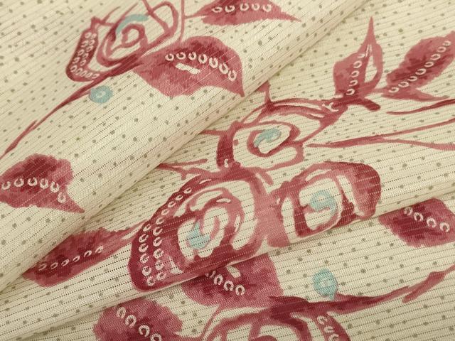Summer Wear - 平和屋着物＊夏物　小紋　絽　枝花文　正絹　逸品　AABA9394jd