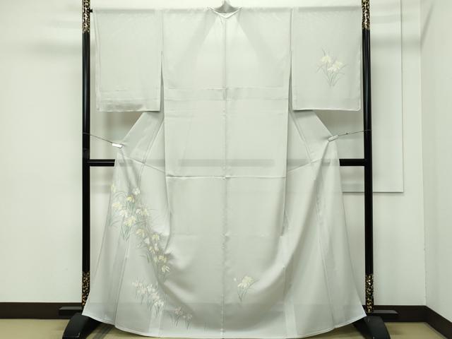 Full-Length Under-Kimono - 平和屋着物＊極上　夏物　訪問着　絽　草花文　銀彩　絹鼠色地　逸品　未使用　CZAA4433s6