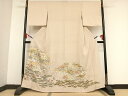 平和屋着物▼豪華色留袖 友禅 駒刺繍 風景梅松文 金糸 金彩 三越扱い 正絹 逸品 AAAU0251np