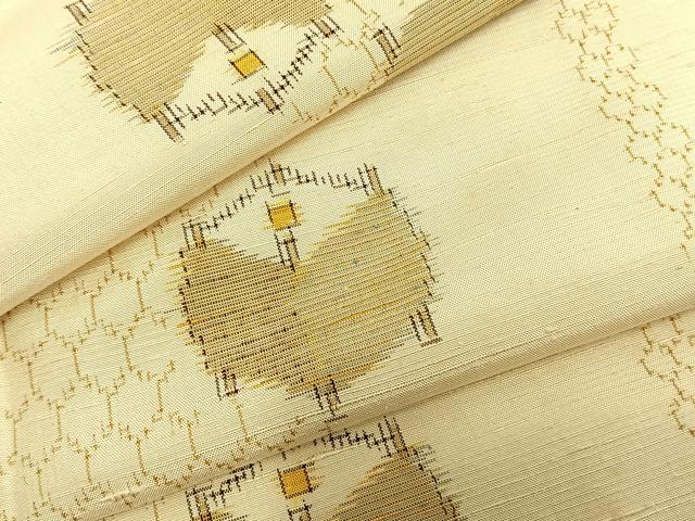 平和屋着物▽上質な紬　単衣　糸巻文　正絹　逸品　未使用　AAAZ9153fy