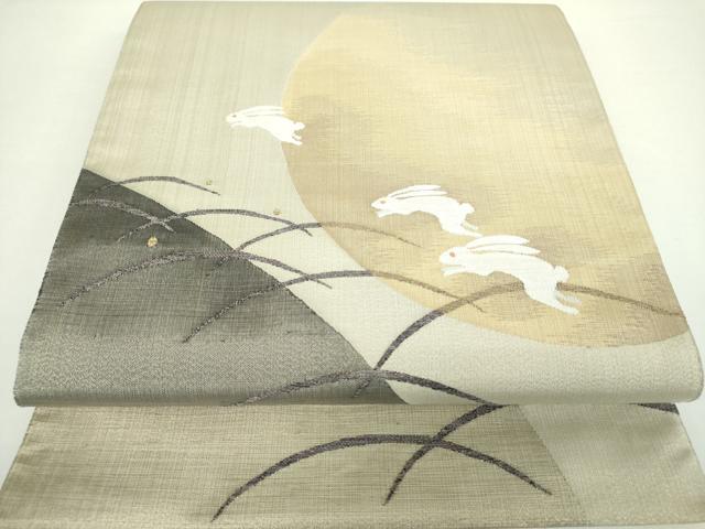 平和屋着物●太鼓柄袋帯　作家物　兎　金銀糸　正絹　逸品　DAAX4905ps