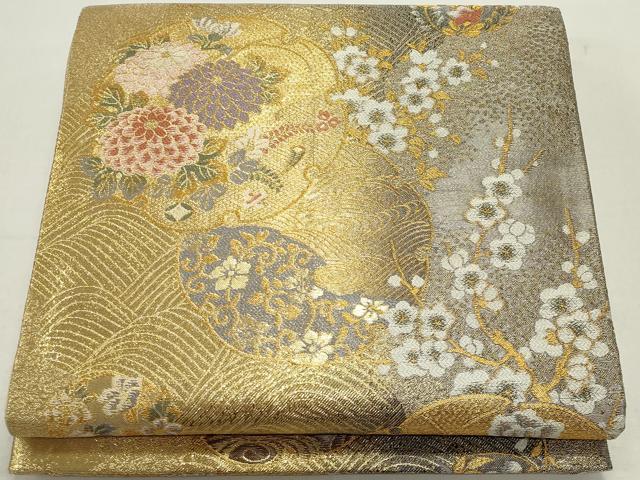 平和屋着物◎六通柄袋帯　唐織　雪輪吉祥花文　金銀糸　正絹　逸品　CAAX6781ou