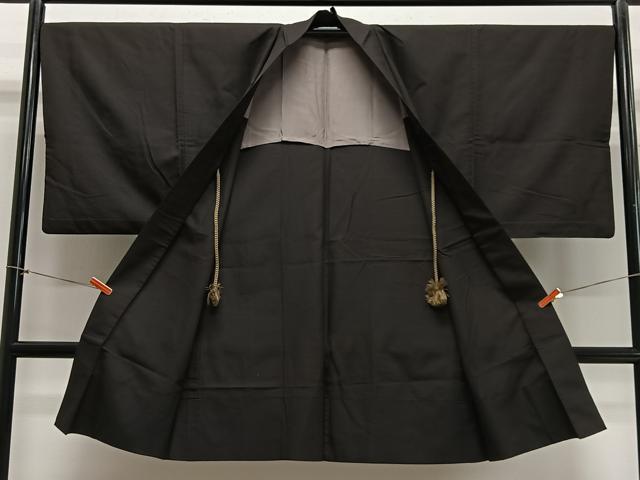 平和屋の平和屋着物∞男性　長羽織　紬地　赤墨色　正絹　逸品　CABE4921ua｜アングル2