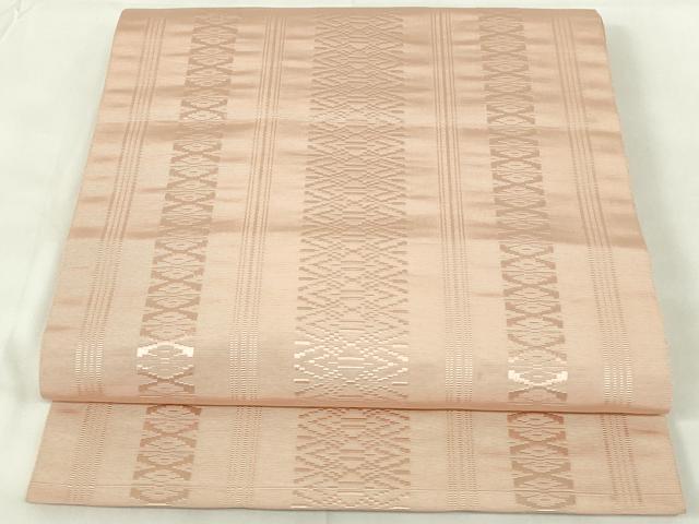 平和屋着物◎本場筑前博多織　八寸名古屋帯　献上　水柿色　正絹　逸品　DAAZ9347qp