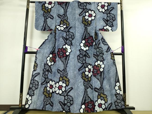 平和屋本店■極上　夏物　浴衣　有松鳴海絞り　草花文　綿　逸品　未使用　DZAA4907kh5