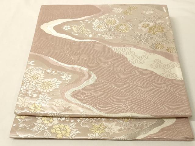 平和屋着物◎六通柄袋帯 道長吉祥花文 金銀糸 正絹 逸品 AAAM5691cx