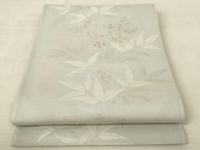平和屋着物*夏物 六通柄袋帯 南天文 銀糸 正絹 逸品 AAAV2184pf