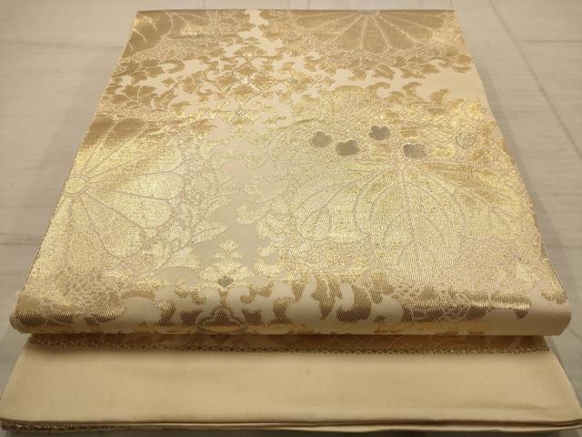 平和屋着物◎六通柄袋帯 草花文 正絹 逸品 AABC1672dt