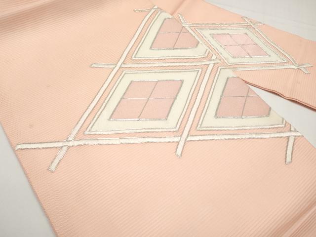 平和屋の平和屋着物＊夏物 九寸名古屋帯 駒刺繍 菱文 正絹 逸品 CABI8712tx｜アングル2