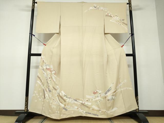 平和屋着物●訪問着 地紙熨斗草花文 金彩 正絹 逸品 DAAV4974ud