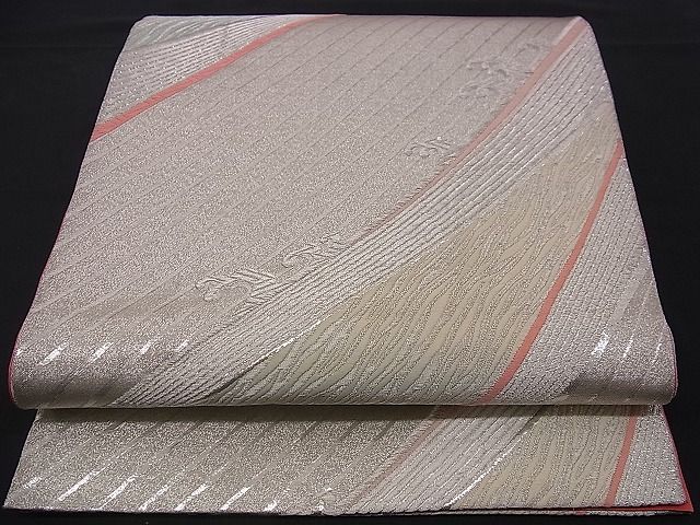 Other - 平和屋着物■六通柄袋帯　唐織　立波文　銀糸　逸品　n-jx0101