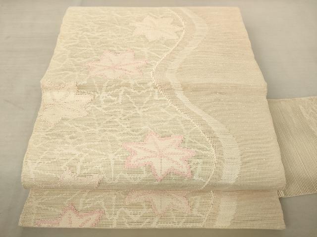 平和屋着物＊夏物　八寸名古屋帯　楓　正絹　逸品　AAAV2126pf