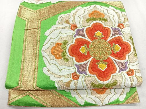 平和屋着物◎六通柄袋帯 唐織 亀甲花文 金糸 正絹 逸品 CAAU7227nb 平和屋着物◎六通柄袋帯 唐織 亀甲花文 金糸 正絹 逸品 CAAU7227nb