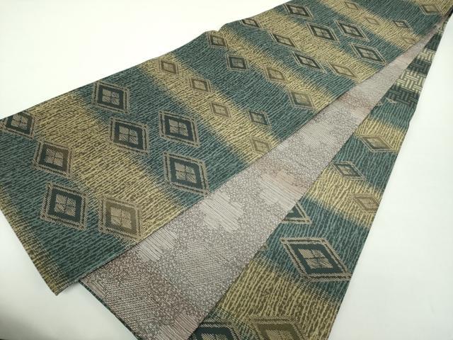 平和屋着物▽両面　六通柄袋帯　スリーシーズン帯　春　夏　秋　菱間道　金糸　正絹　逸品　DAAY1350ps