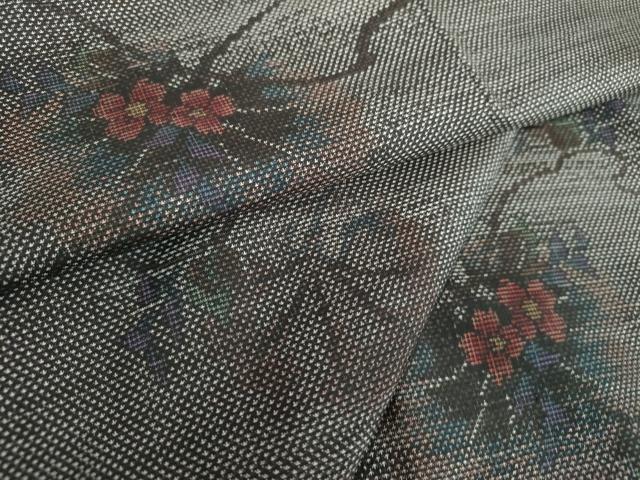 平和屋着物●本場大島紬 9マルキ 枝花文 正絹 逸品 DABA1965ps