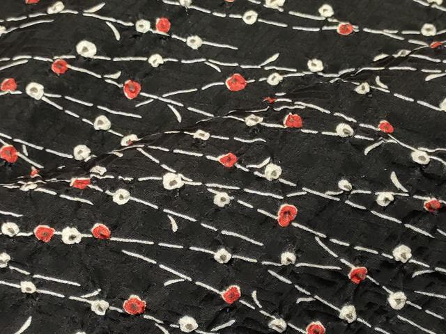 平和屋着物■上質な小紋　総絞り　枝葉文　黒地　正絹　逸品　未使用　CABD6491oy