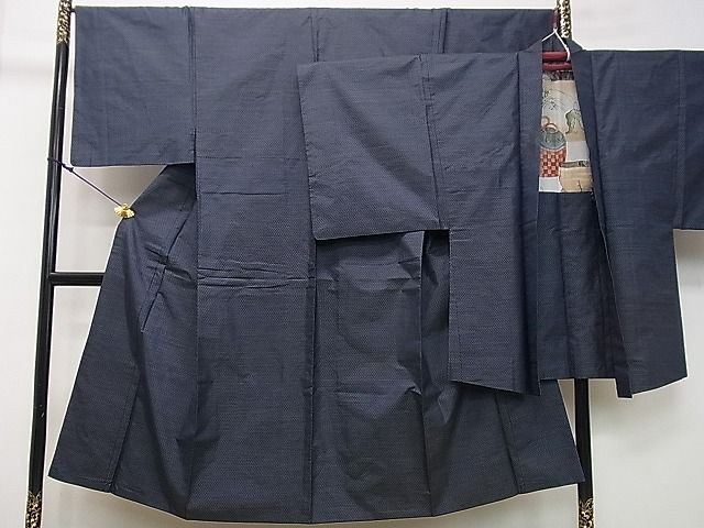 平和屋着物■男性 本場大島紬 アンサンブル 亀甲柄 金彩 逸品 DAAG0740cm