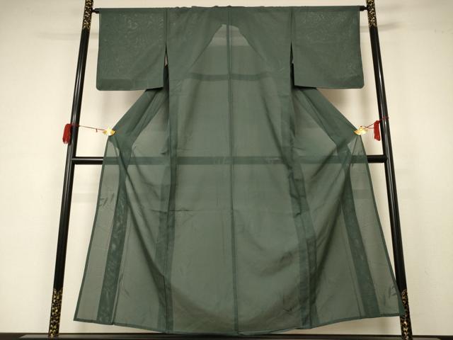 平和屋着物＊夏物 色無地 絽 枝葉紋紗 革色 正絹 逸品 未使用 AABA6512jd