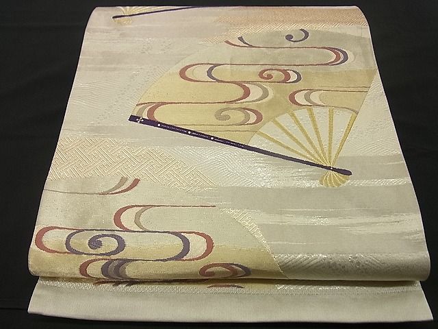 平和屋着物■六通柄袋帯　唐織　流水扇面吉祥文　金銀糸　逸品　n-by2163