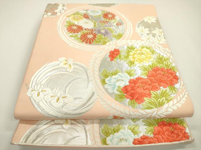 平和屋着物◎六通柄袋帯　唐織　花丸文　金銀糸　正絹　逸品　DAAW3680fe