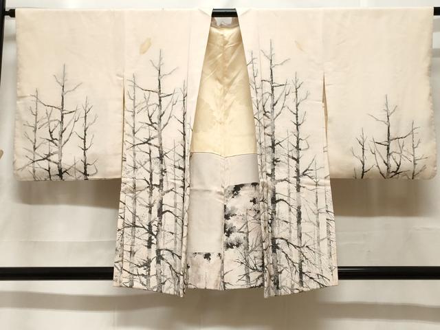 平和屋着物＃羽織　寿光織　樹林文　銀糸　正絹　逸品　CABF3871ev