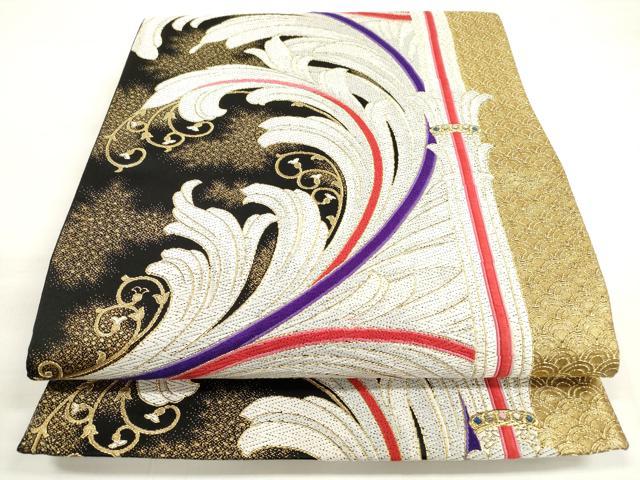 平和屋着物◎六通柄袋帯 唐織 唐草文 金糸 正絹 逸品 DABC5865xg