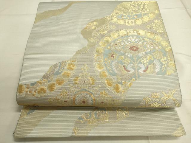 平和屋着物◎六通柄袋帯　道長花鳥文　金銀糸　正絹　逸品　DAAQ9925bc