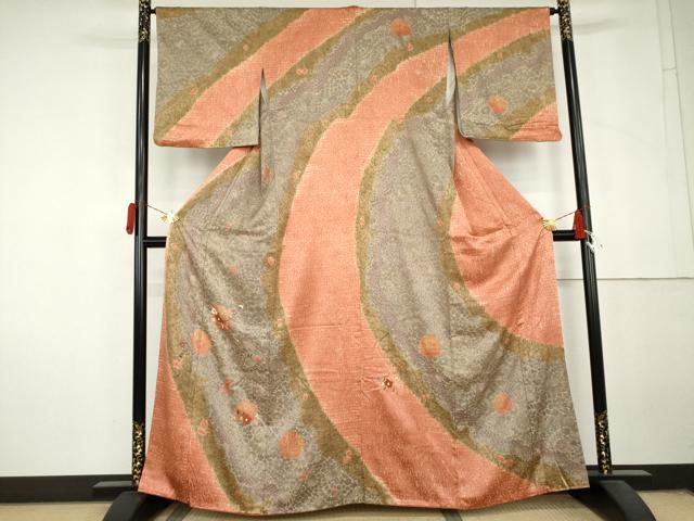 平和屋着物●訪問着　辻が花　絞り　刺繍　雪輪草花文　金糸　正絹　逸品　AABL7647cs heiwaya-11270210 平和屋 パッケージ画像
