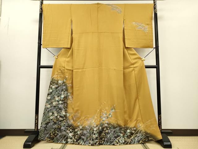 平和屋着物■訪問着　草花文　暈し染め　金彩　正絹　逸品　DABC7726ya