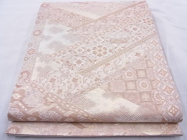 平和屋野田店◎六通柄袋帯　古代更紗文　金銀糸　逸品　BAAH2309cm