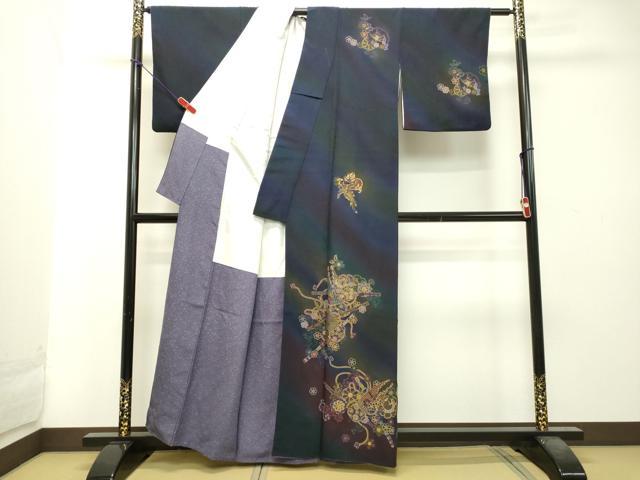 平和屋着物●前田仁仙　仁仙更紗　訪問着　雪輪花鳥文　暈し染め　金彩　正絹　逸品　DAAT1053tw