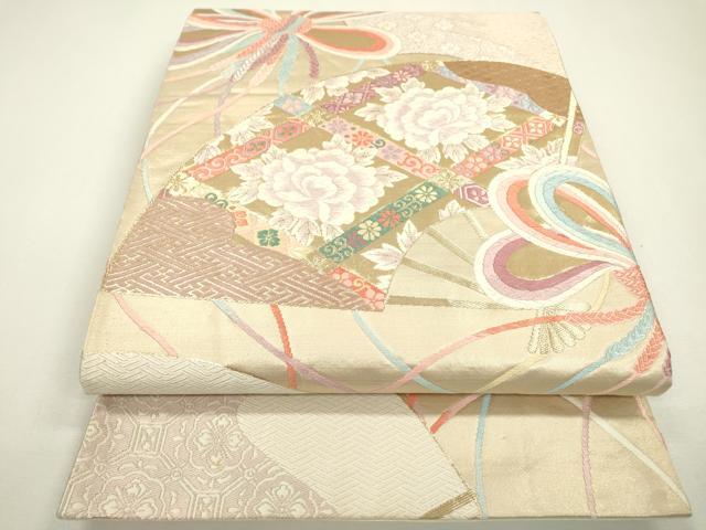 平和屋着物◎六通柄袋帯　唐織　天井花文　金糸　正絹　逸品　DAAW3694fe