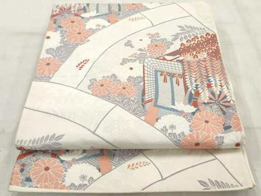 平和屋着物◎六通柄袋帯 唐織 御所車花文 正絹 逸品 AAAV3023sg 平和屋着物◎六通柄袋帯 唐織 御所車花文 正絹 逸品 AAAV3023sg