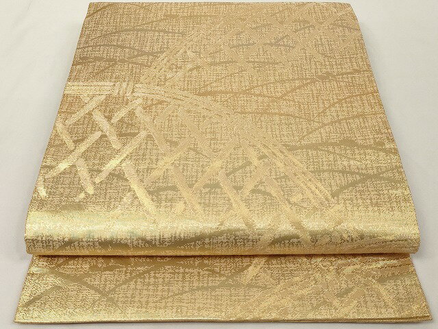 平和屋着物◎本佐賀錦　六通柄袋帯　籬文　金糸　正絹　逸品　AAAK9155Bey