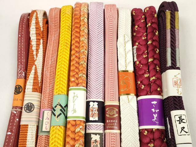 平和屋の平和屋着物●和装小物　帯締め10本セット　手組紐 組紐 草木染 笹浪組 金糸 さが美・三越扱い 龍工房 長尺あり　逸品　未使用　DABC1190zzz｜アングル2