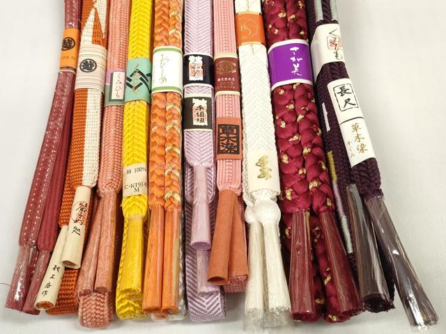 平和屋の平和屋着物●和装小物　帯締め10本セット　手組紐 組紐 草木染 笹浪組 金糸 さが美・三越扱い 龍工房 長尺あり　逸品　未使用　DABC1190zzz｜アングル3