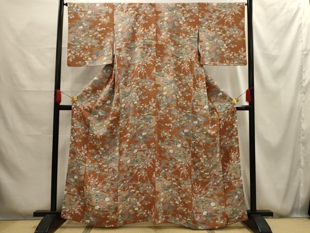 Rakuten - 平和屋着物■上質な小紋　松竹梅風景文　正絹　逸品　AABG1190sx