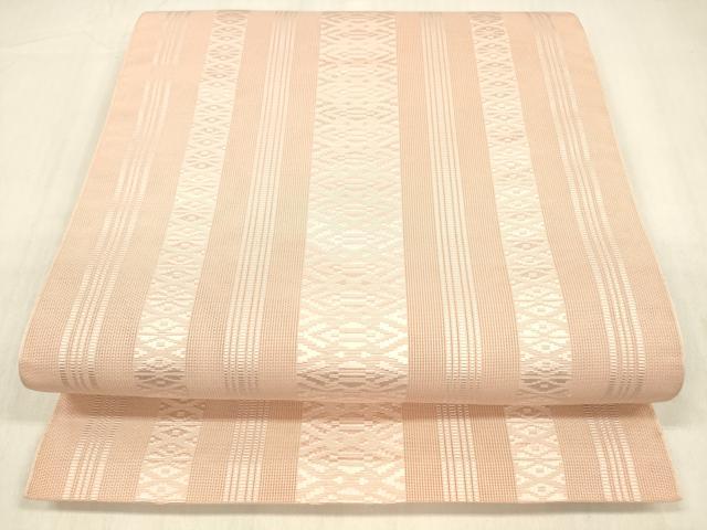 平和屋着物＊夏物　本場筑前博多織　八寸名古屋帯　紗献上　珊瑚色　正絹　逸品　DABB3979cm