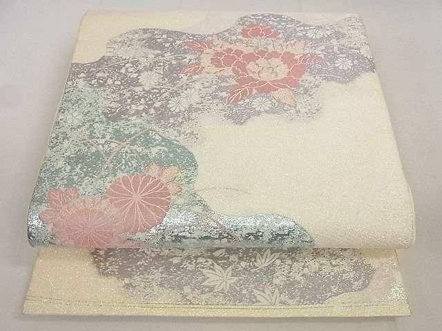 平和屋着物■六通柄袋帯 草花文 金糸 逸品 DAAA1134du