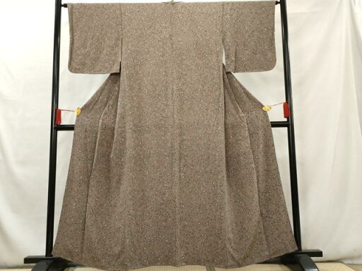 平和屋着物■上質な小紋 枝花文 鬼しぼ縮緬 正絹 逸品 AAAX8096cs 平和屋着物■上質な小紋 枝花文 鬼しぼ縮緬 正絹 逸品 AAAX8096cs