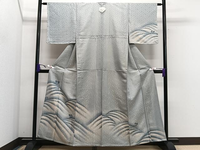 平和屋着物▽訪問着 単衣 紗綾形立波文 暈し染め 金糸 正絹 逸品 CAAS2471xi