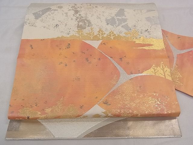 平和屋着物■九寸名古屋帯　草木文　金銀糸　逸品　dy6683