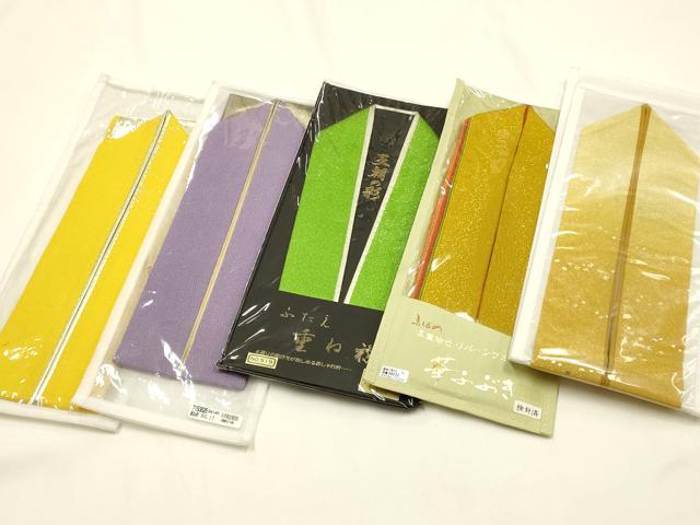 平和屋着物▼和装小物 重ね衿・伊達衿 まとめて5点 金糸 金銀彩 暈し染め リバーシブル 正絹あり 逸品 未使用品あり AABL5336ay