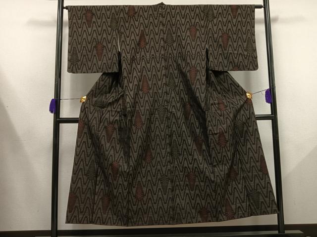 平和屋着物■本場大島紬 幾何学文 正絹 逸品 AAAT4509mf