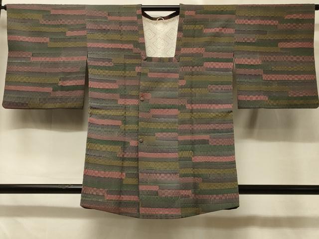 平和屋着物＃道行コート 横段文 正絹 逸品 CABD7748in