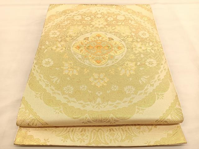 平和屋着物◎西陣　六通柄袋帯　唐織　花丸文　金糸　正絹　逸品　BAAU1306hv(4)