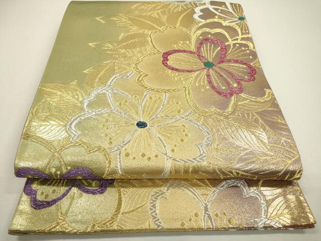 平和屋着物▼六通柄袋帯　舞花　金銀糸　正絹　逸品　DAAX9402fe